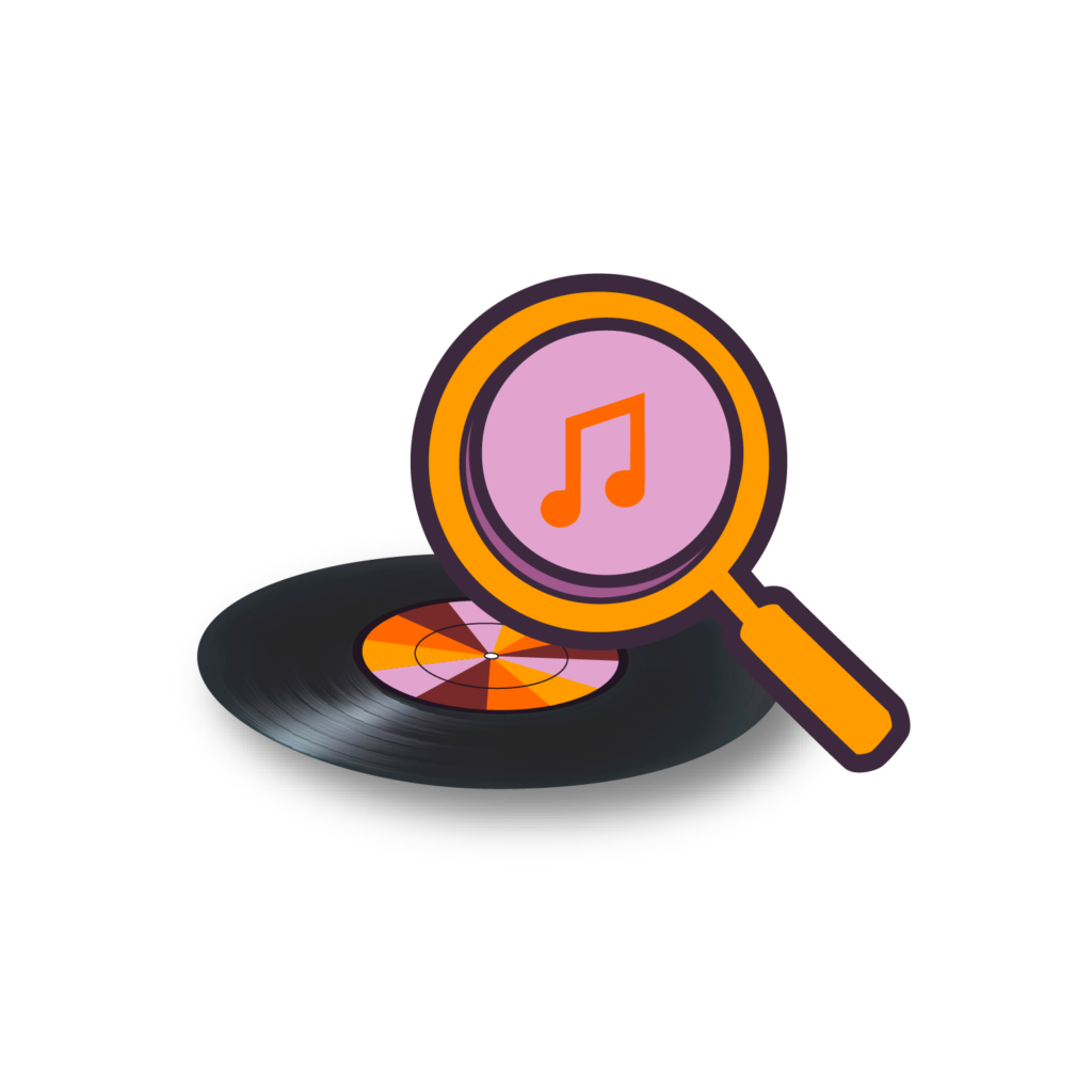 Magnifying glass and record icon